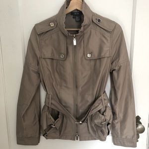 Per Se Belted Utility Jacket Taupe Women’s Size 8